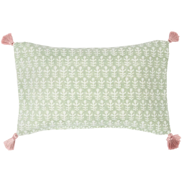Cushion Tasselled Bagru Moss