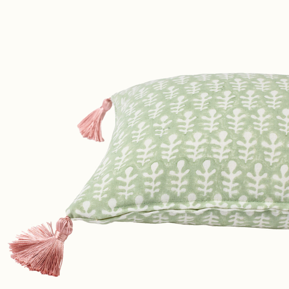 Cushion Tasselled Bagru Moss