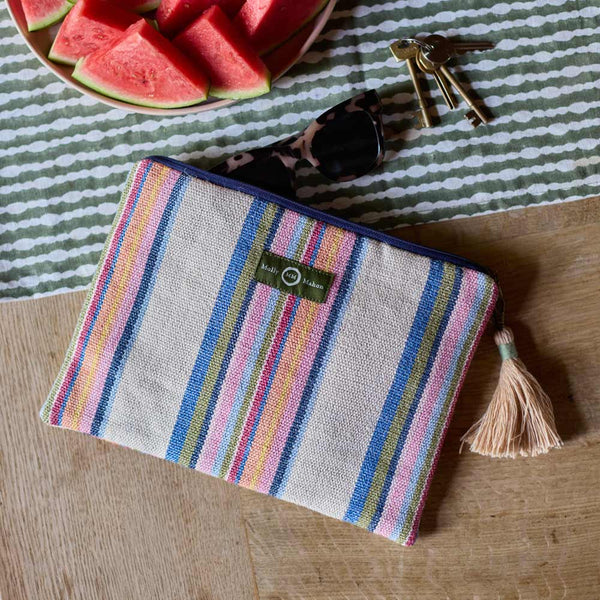 Pouch Bag Odisha Loom Stripe Cream