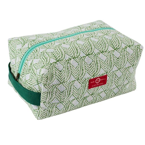 Travel Wash Bag Indian Leaf Green Blue