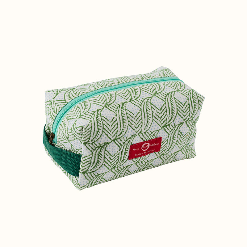 Travel Wash Bag Indian Leaf Green Blue
