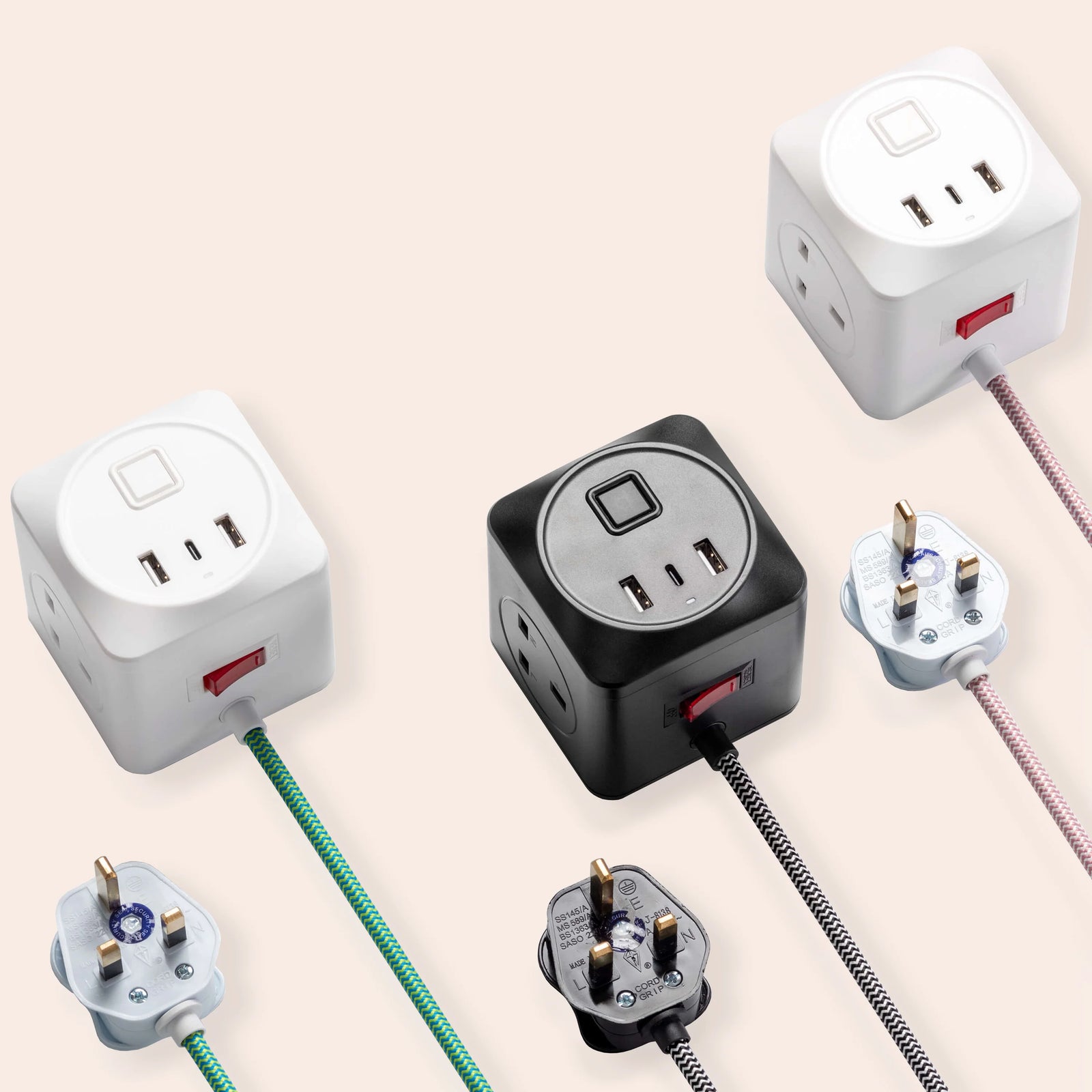 Green fabric extension lead