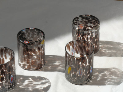 Murano Glass Tumbler, Brown Tortoiseshell Marla Primrosr