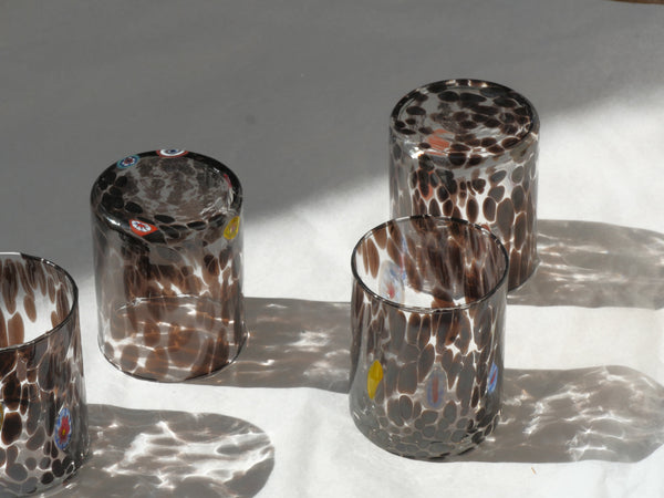 Murano Glass Tumbler, Brown Tortoiseshell Marla Primrosr