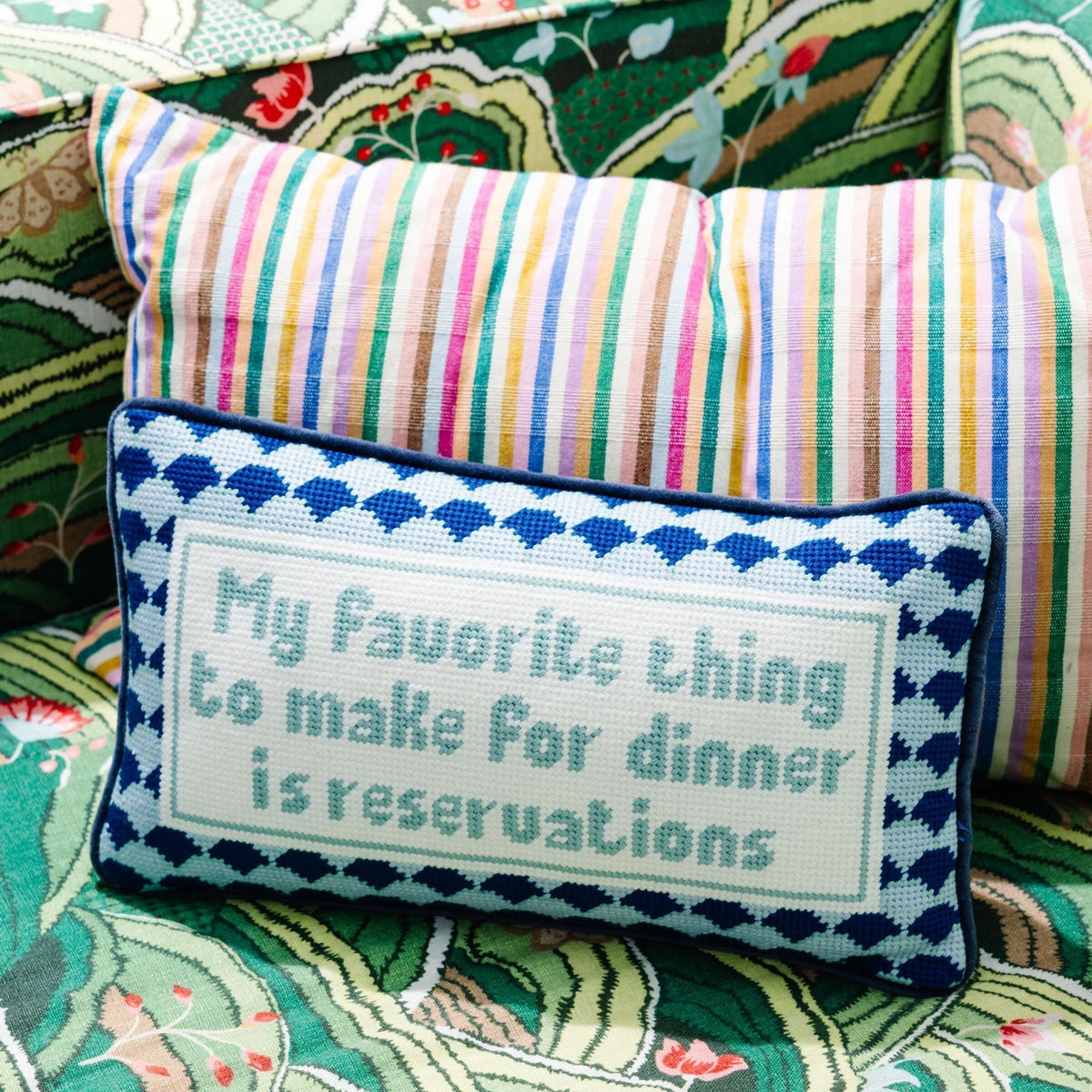 Reservations Needlepoint Pillow - Furbish Studio