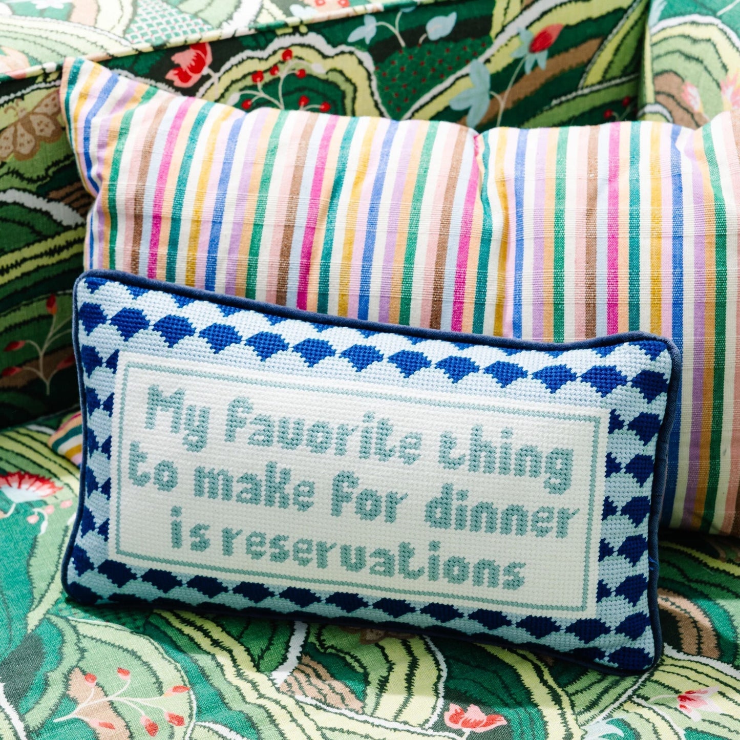 Reservations Needlepoint Pillow - Furbish Studio