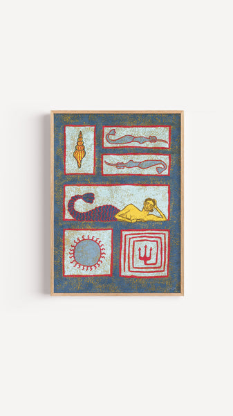 Mythical Mosaic II - Mermaid Wall Art Print