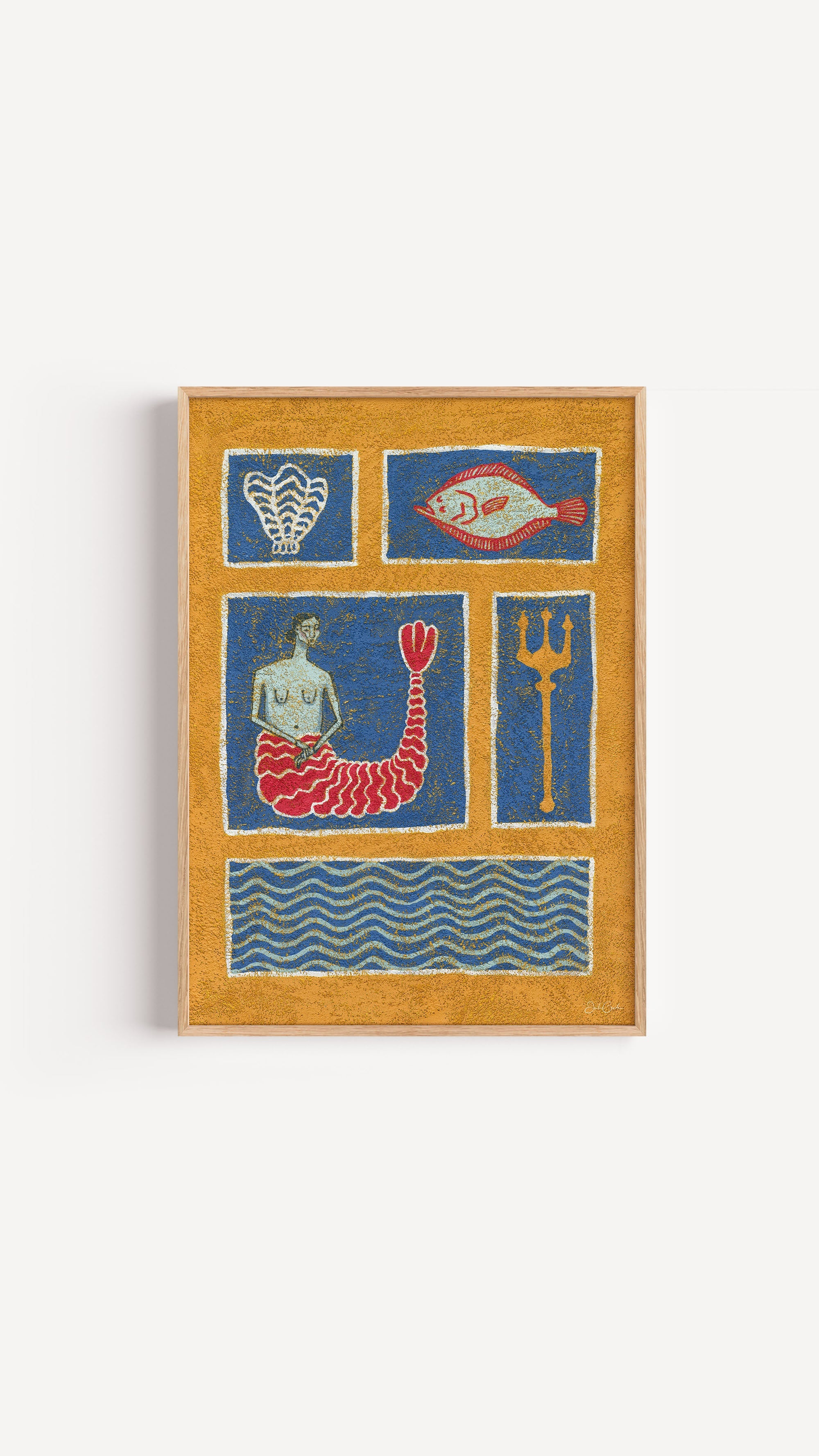 Mythical Mosaic I - Mermaid Wall Art Print