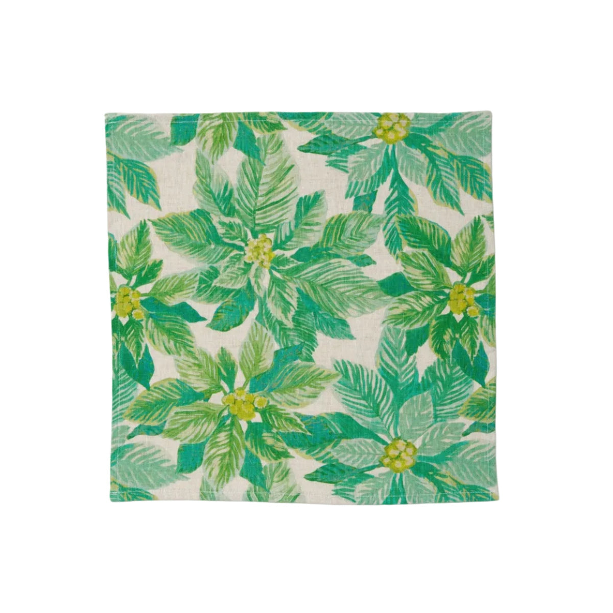 Poinsettia Green Linen Napkins
