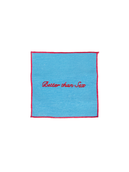 Set of 4 Cocktail Napkins - Light Blue and Red