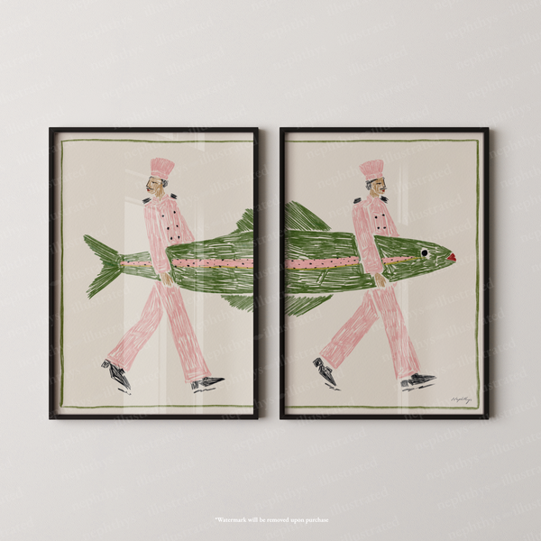 Fish Supper Print Set - Two Piece Artwork