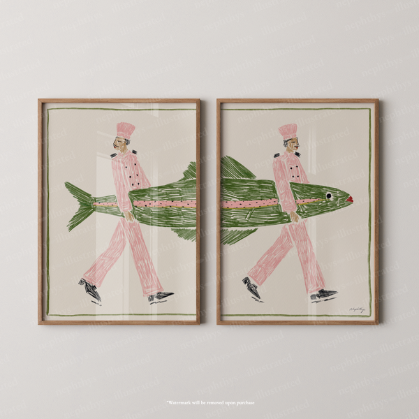 Fish Supper Print Set - Two Piece Artwork