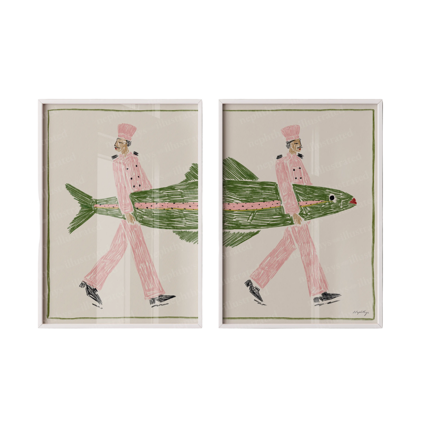 Fish Supper Print Set - Two Piece Artwork