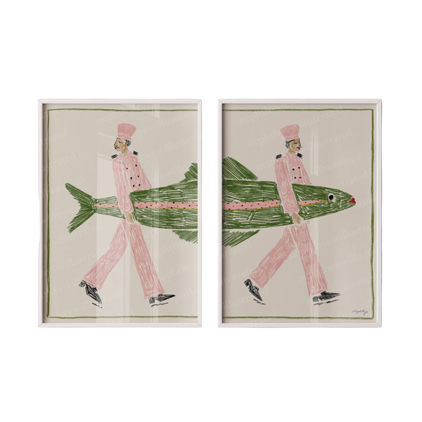 Fish Supper Print Set - Two Piece Artwork