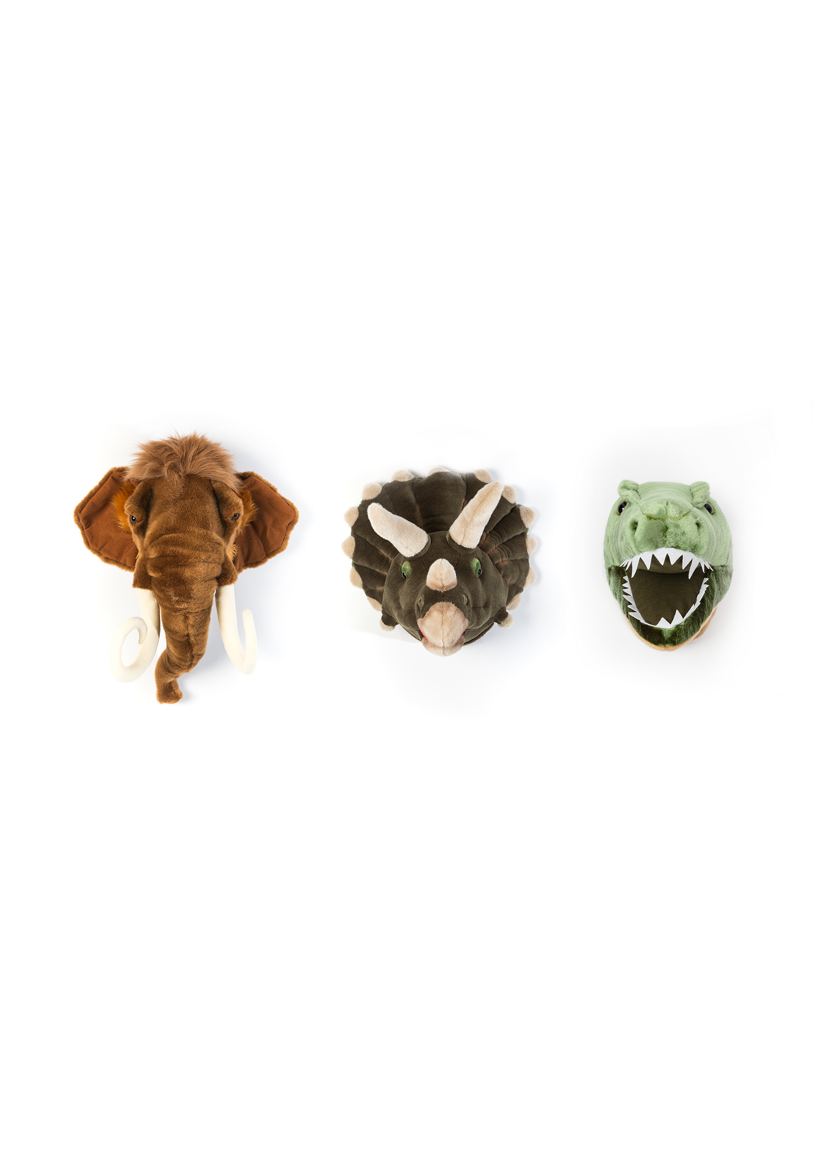 Prehistoric Box Set of 3 Wall Mini Mounted Plush Heads