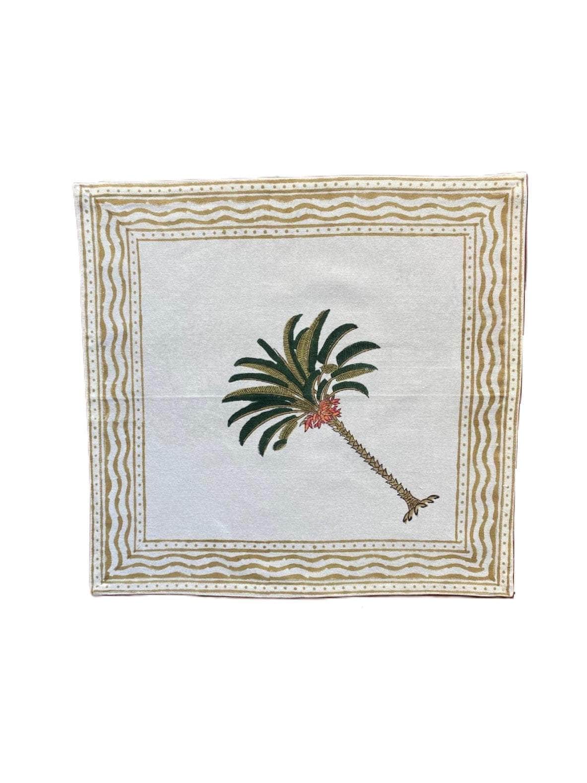 Hand-Printed Cotton Napkins - Palm Set of 4