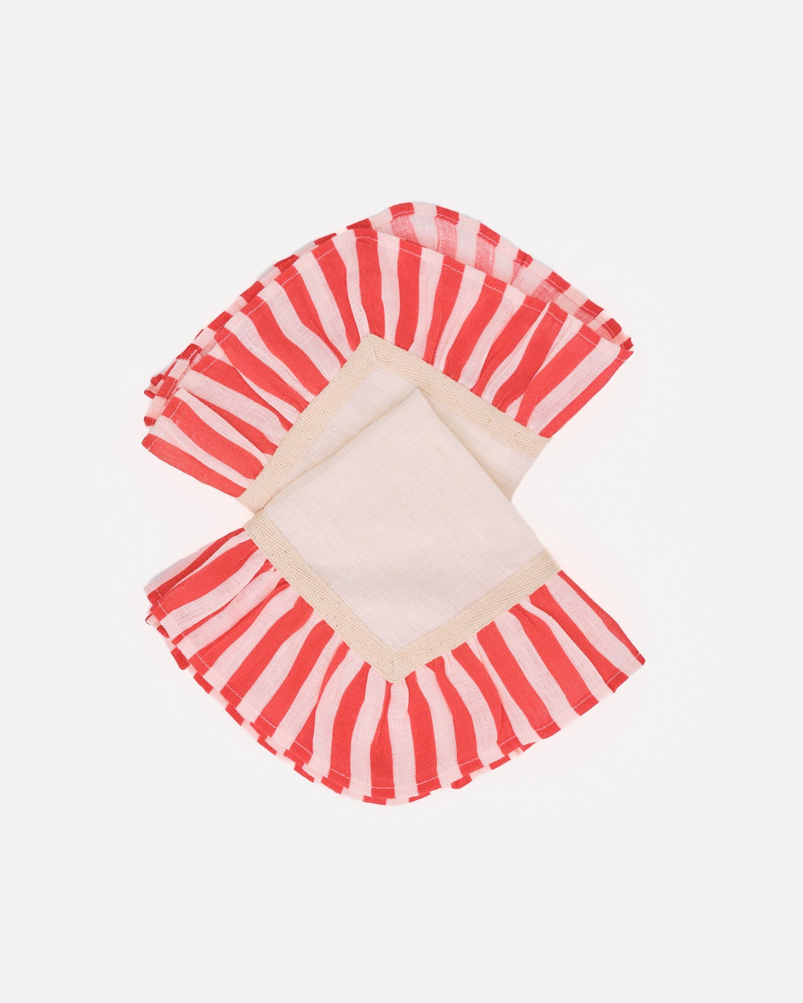Cherry Red Candy Stripe - Set of 2 Napkins