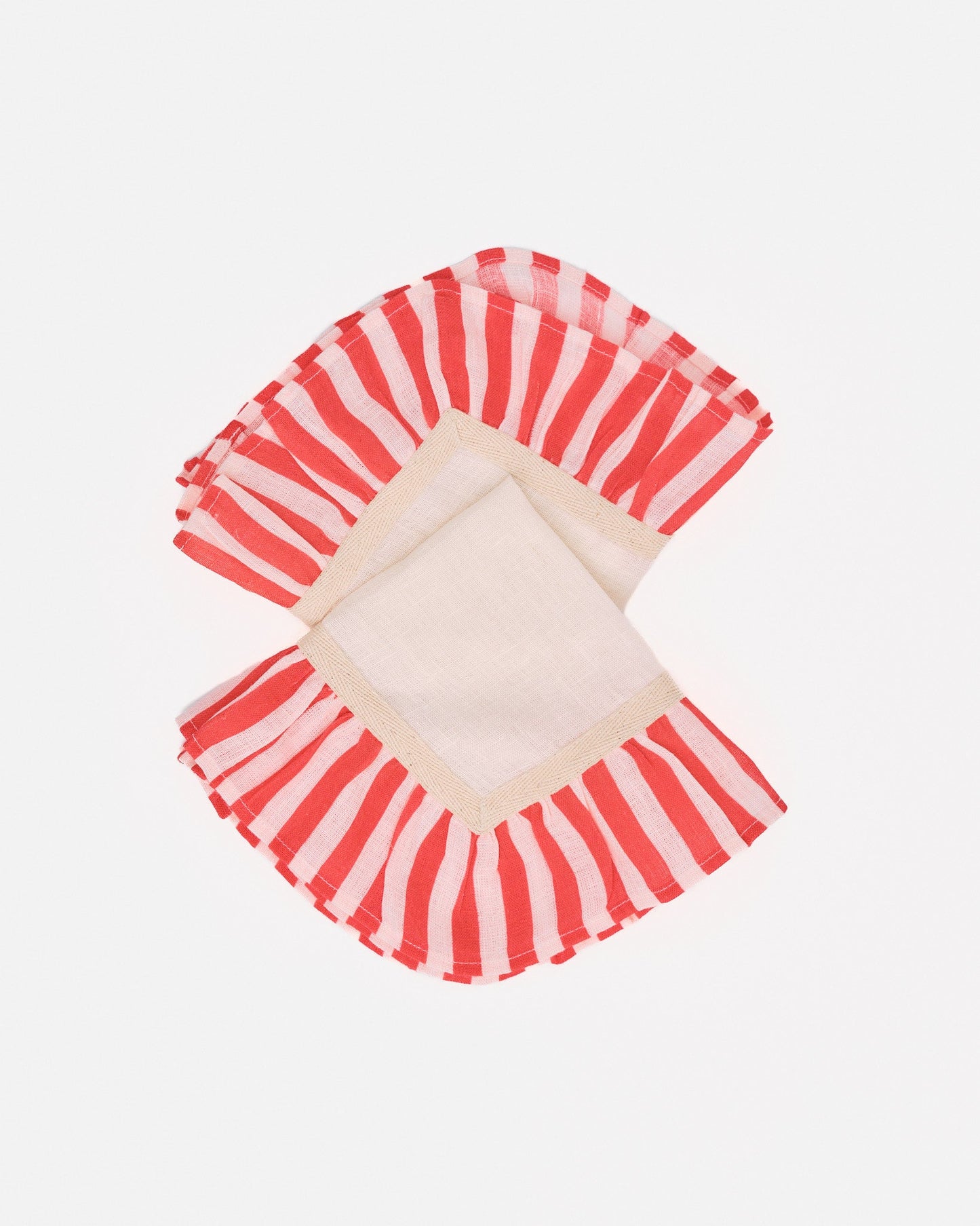 Cherry Red Candy Stripe - Set of 2 Napkins