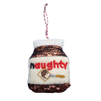 Naughty Chocolate Spread Sequinned ornament
