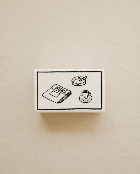 ‘News’ Ceramic Matchbox