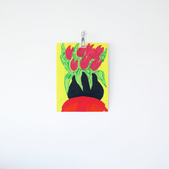 Red Tulips Original Oil Pastel Artwork