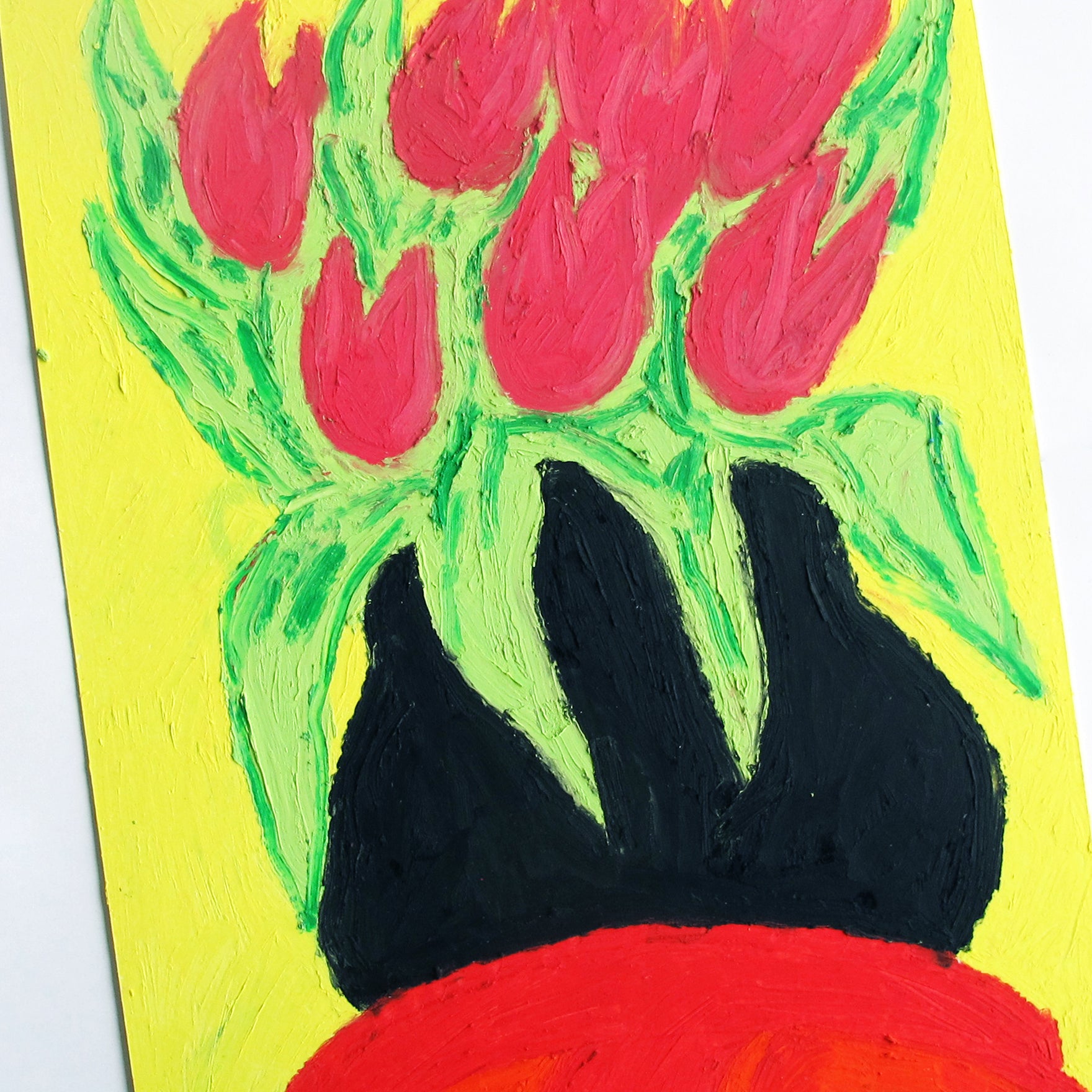 Red Tulips Original Oil Pastel Artwork