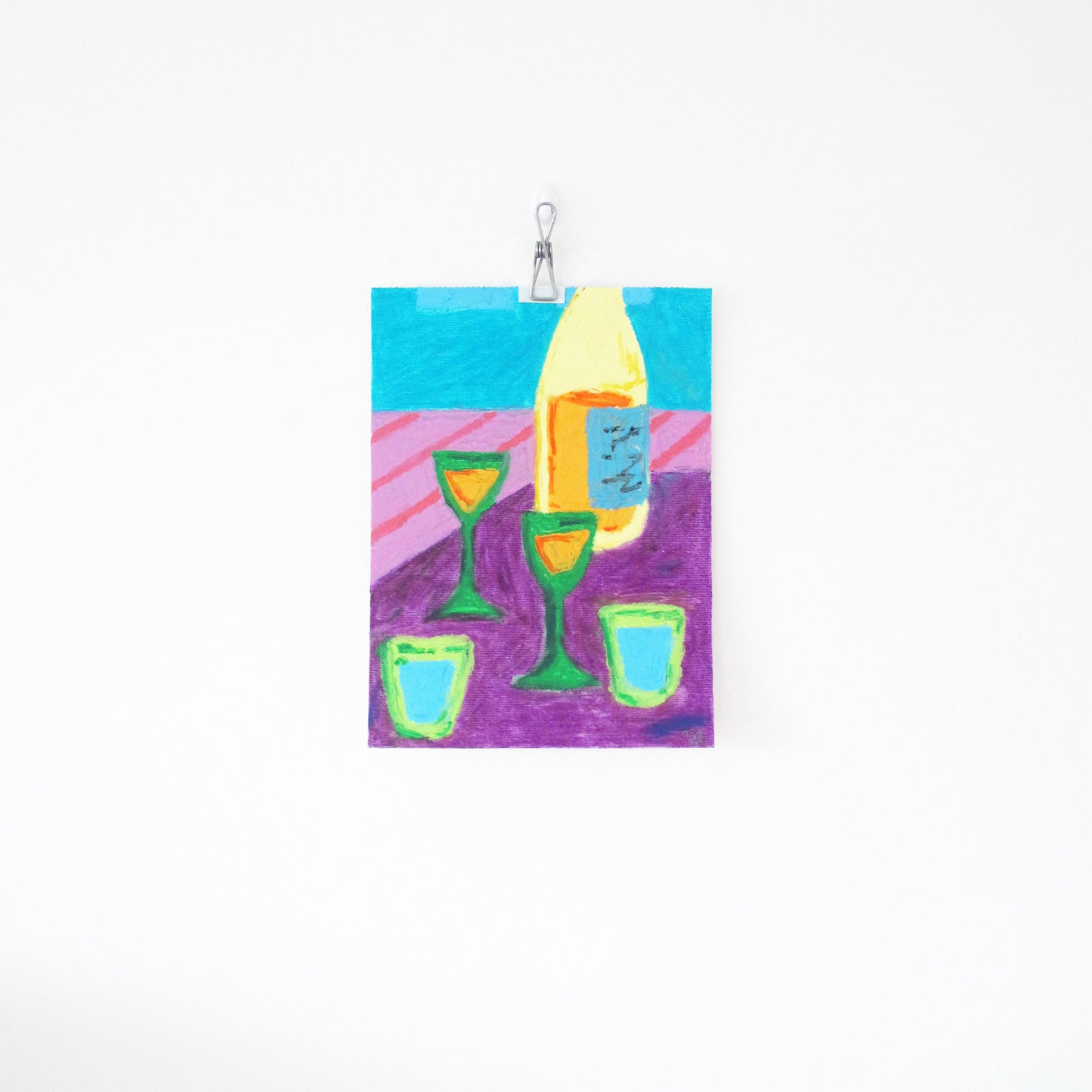 Summer And Wine Original Oil Pastel Artwork