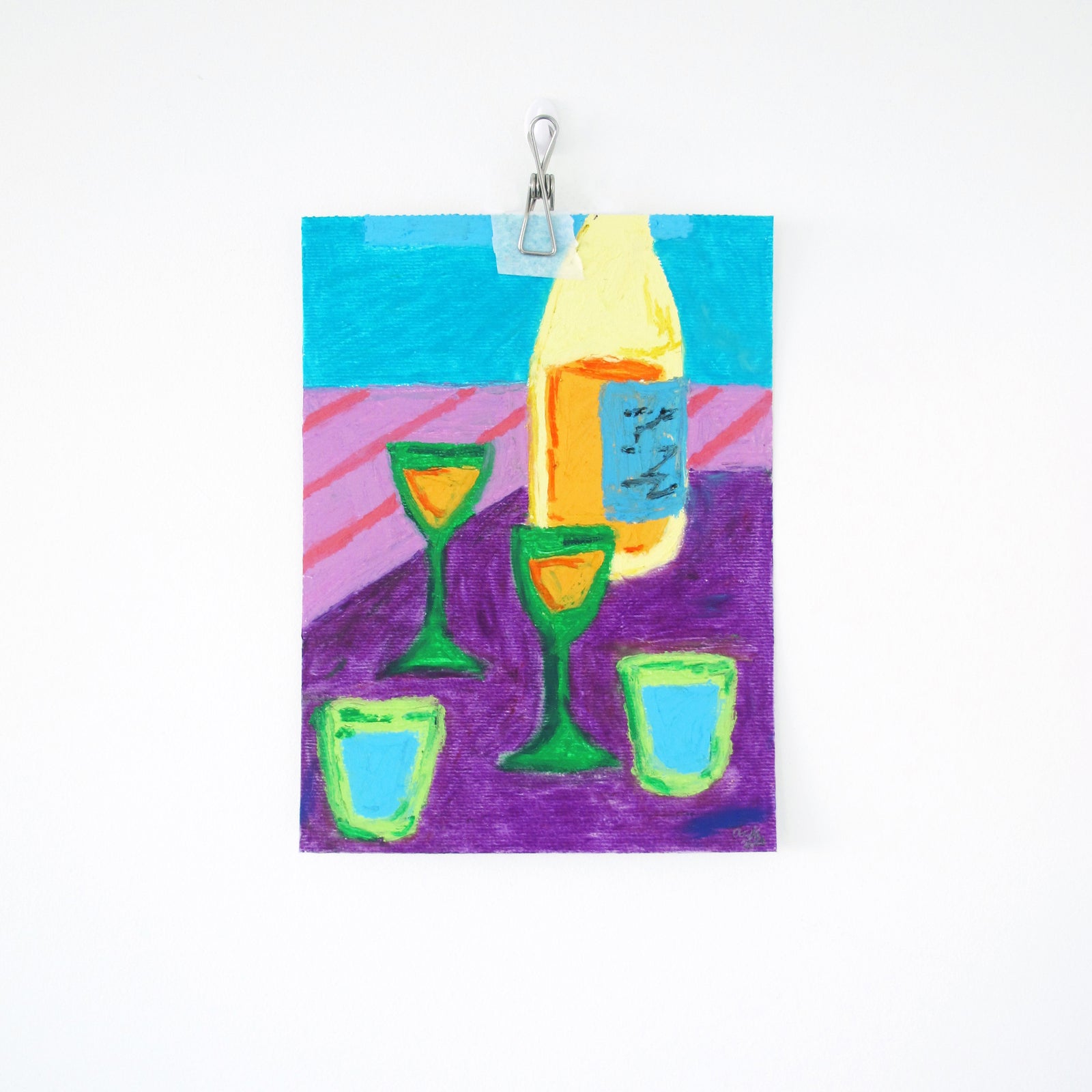 Summer And Wine Original Oil Pastel Artwork