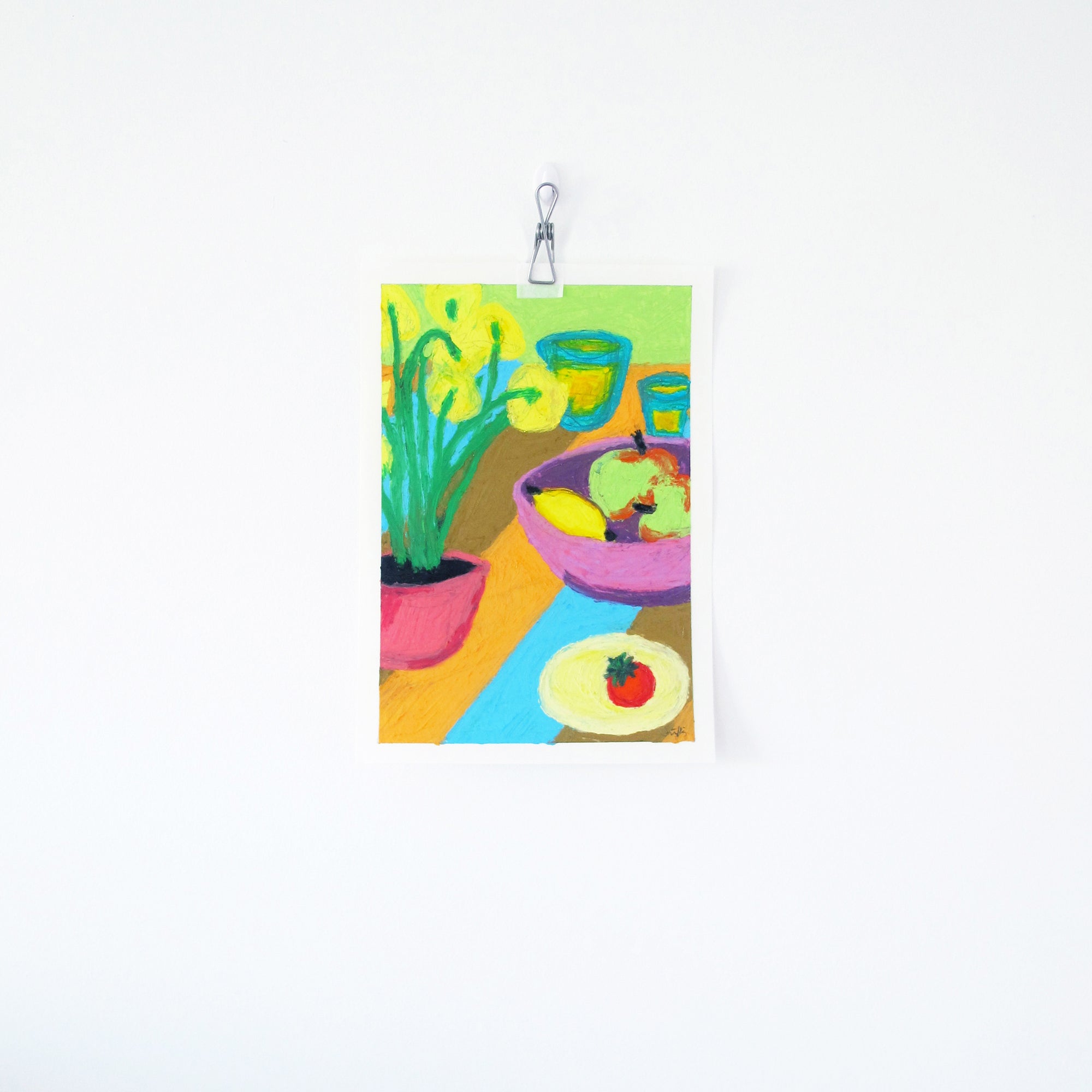 Table And Summer Light Original Oil Pastel Artwork