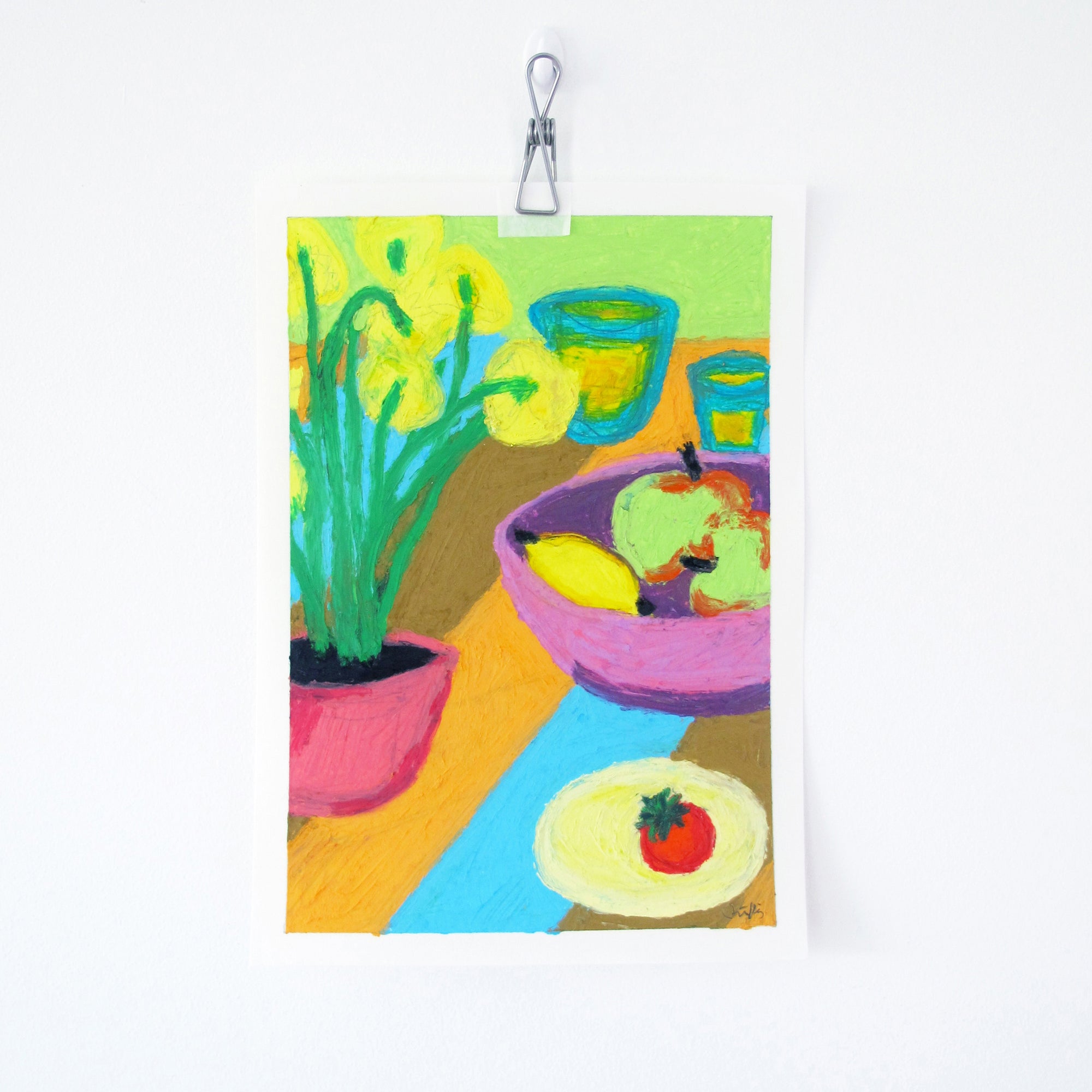 Table And Summer Light Original Oil Pastel Artwork