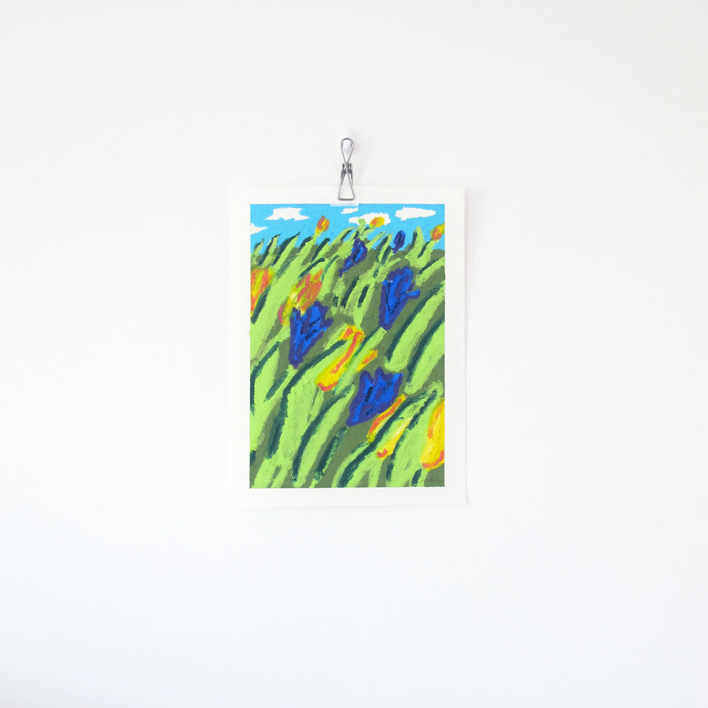 Wind Through Field Original Oil Pastel Artwork