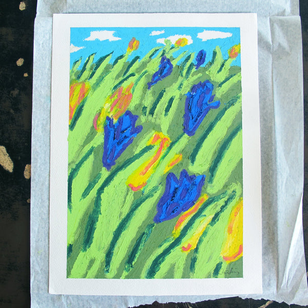 Wind Through Field Original Oil Pastel Artwork