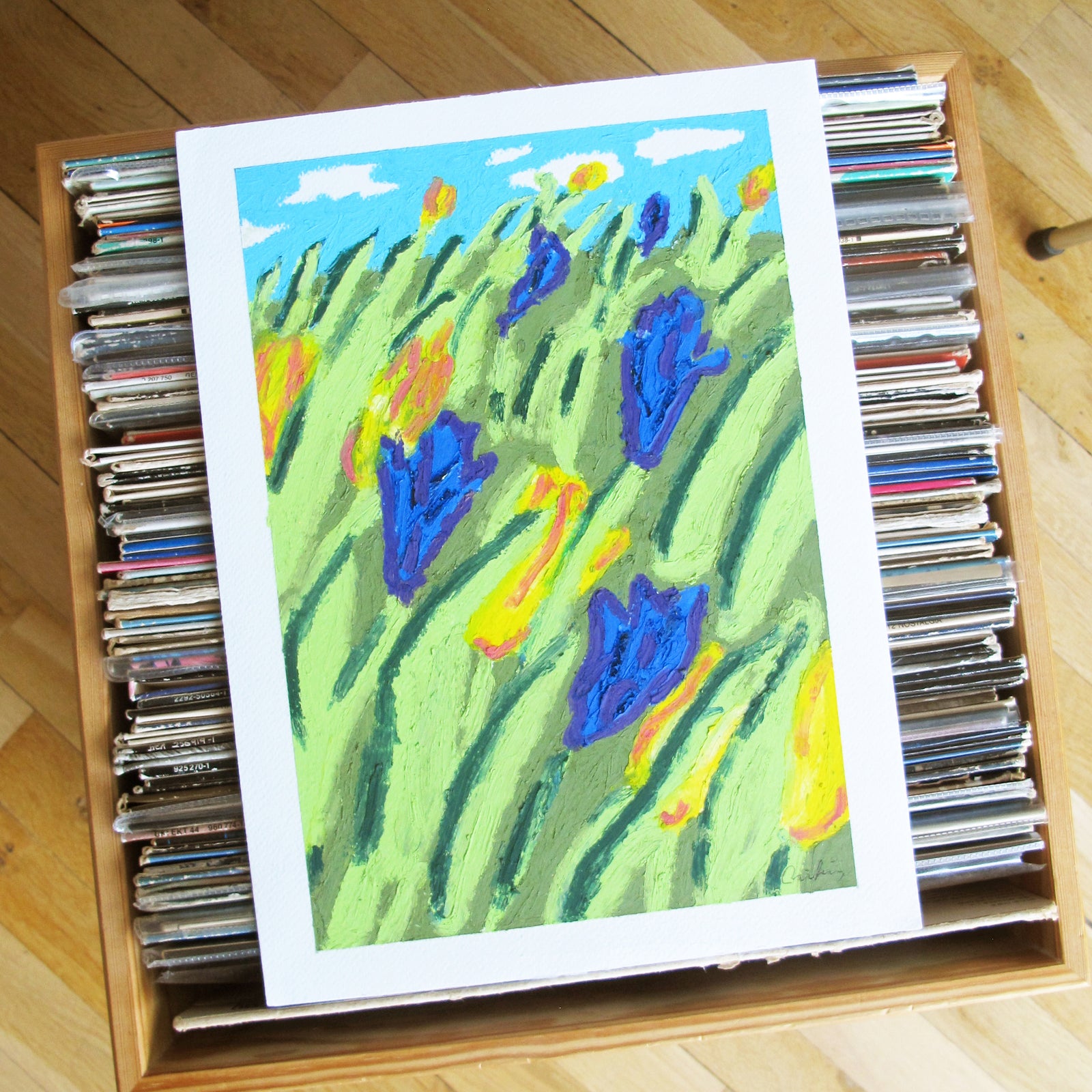 Wind Through Field Original Oil Pastel Artwork