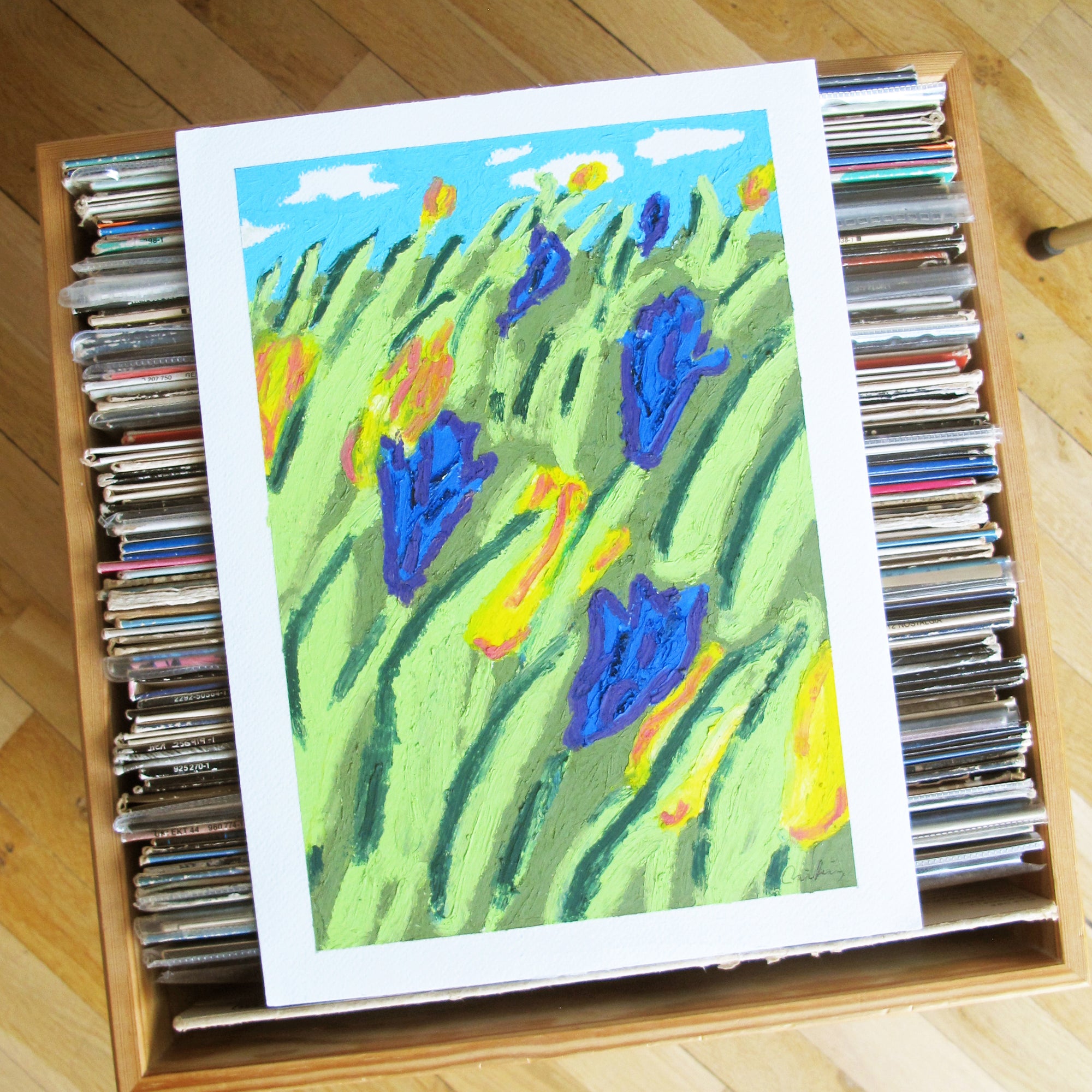 Wind Through Field Original Oil Pastel Artwork