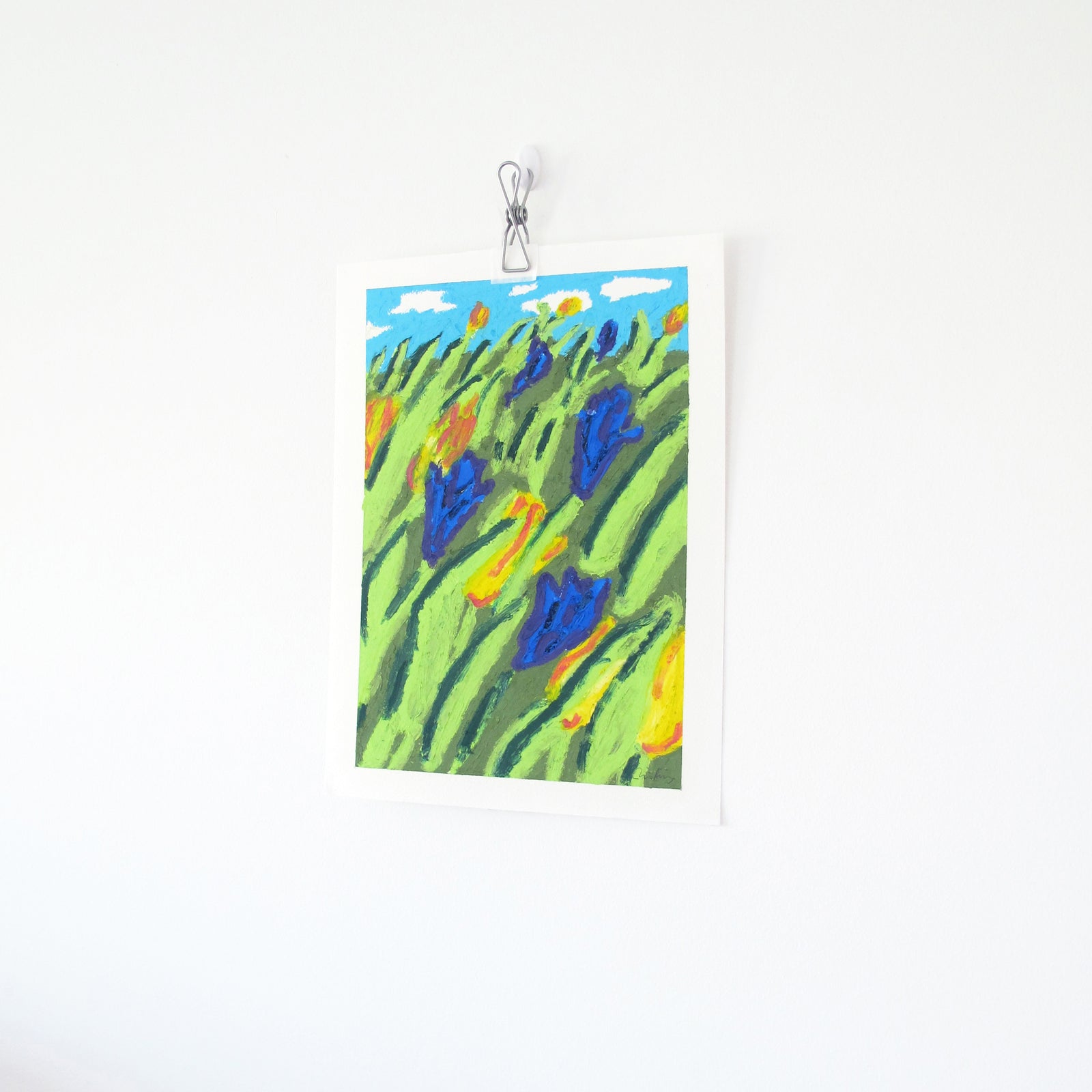 Wind Through Field Original Oil Pastel Artwork