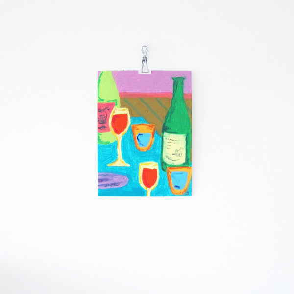 Wine And Water Original Oil Pastel Artwork