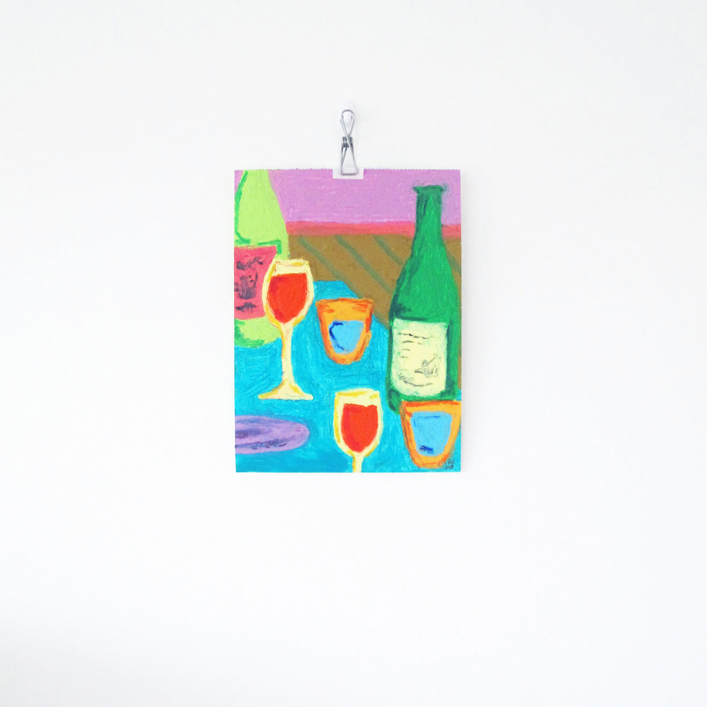 Wine And Water Original Oil Pastel Artwork
