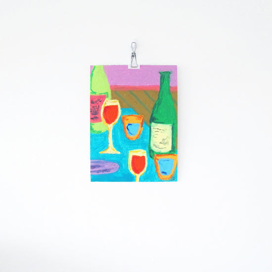 Wine And Water Original Oil Pastel Artwork
