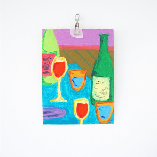 Wine And Water Original Oil Pastel Artwork