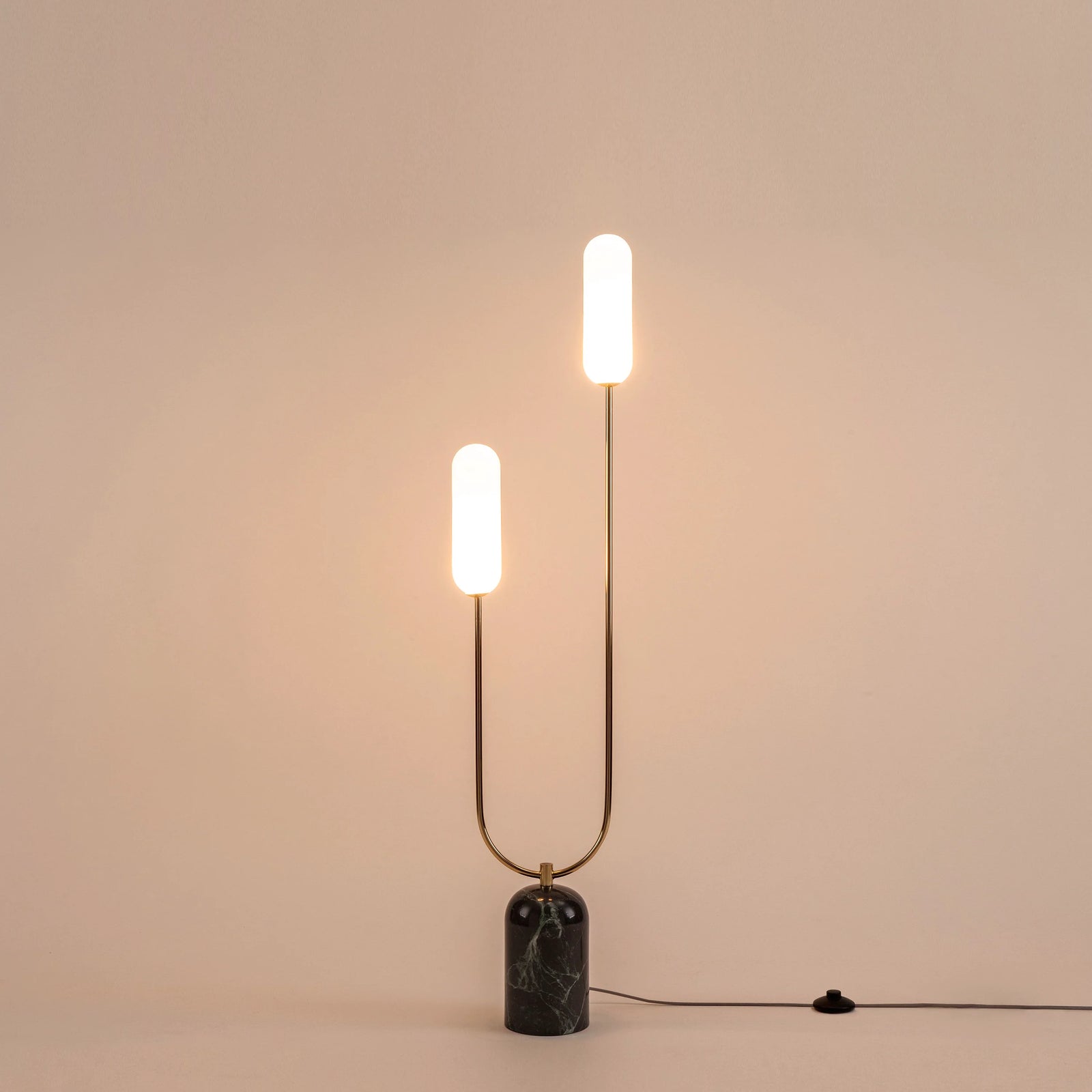 Olive green marble curve floor lamp
