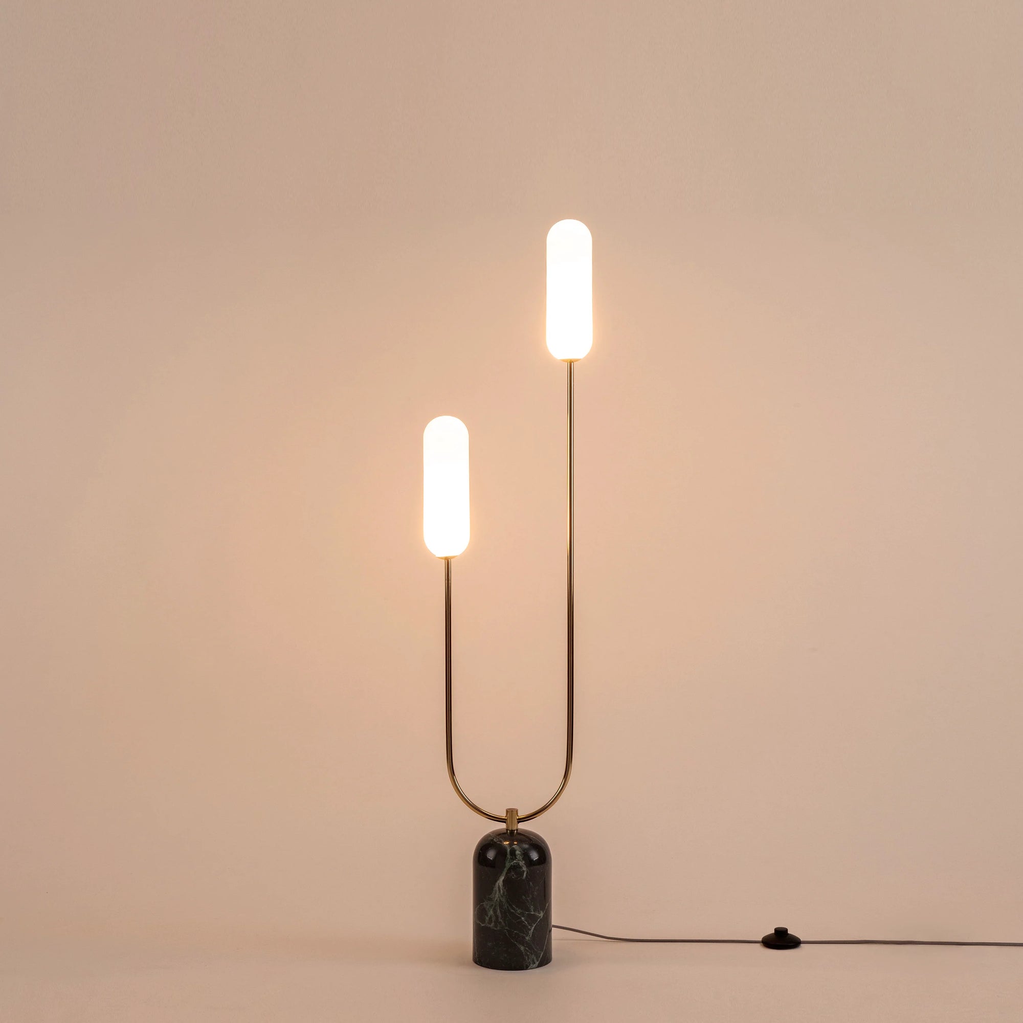 Olive green marble curve floor lamp