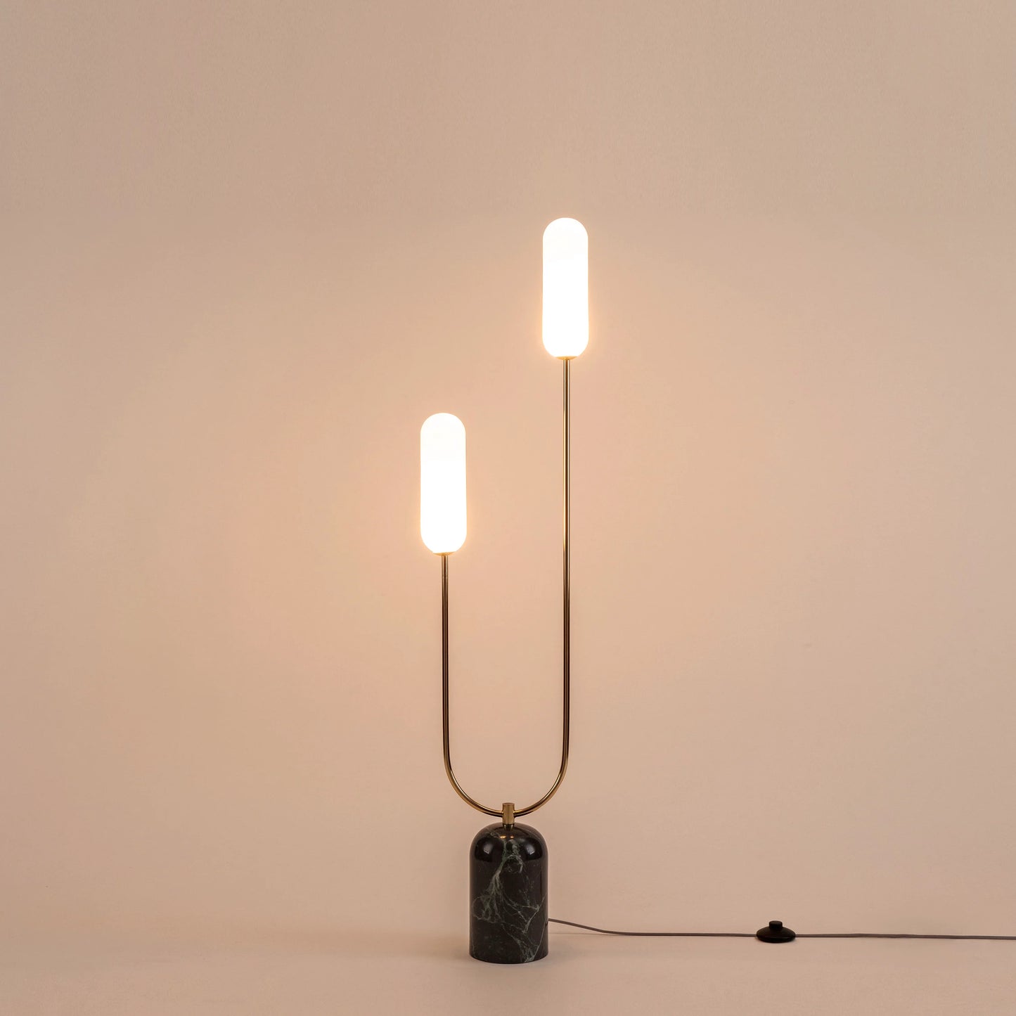 Olive green marble curve floor lamp