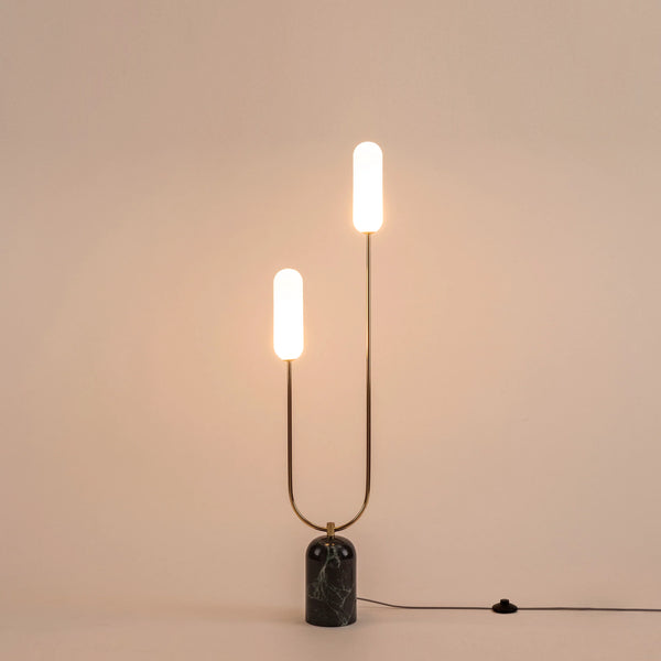 Olive Green Marble Curve Floor Lamp