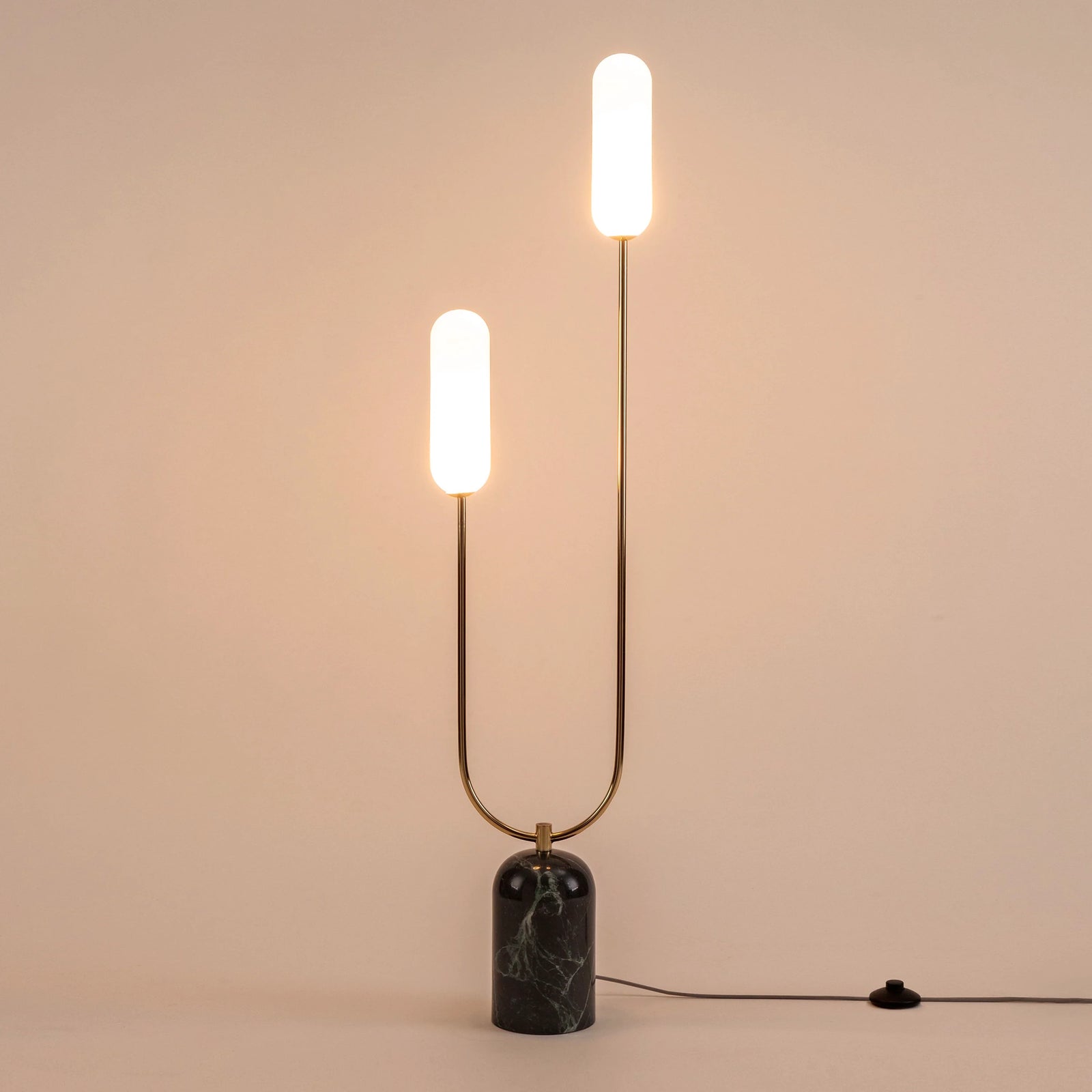 Olive green marble curve floor lamp
