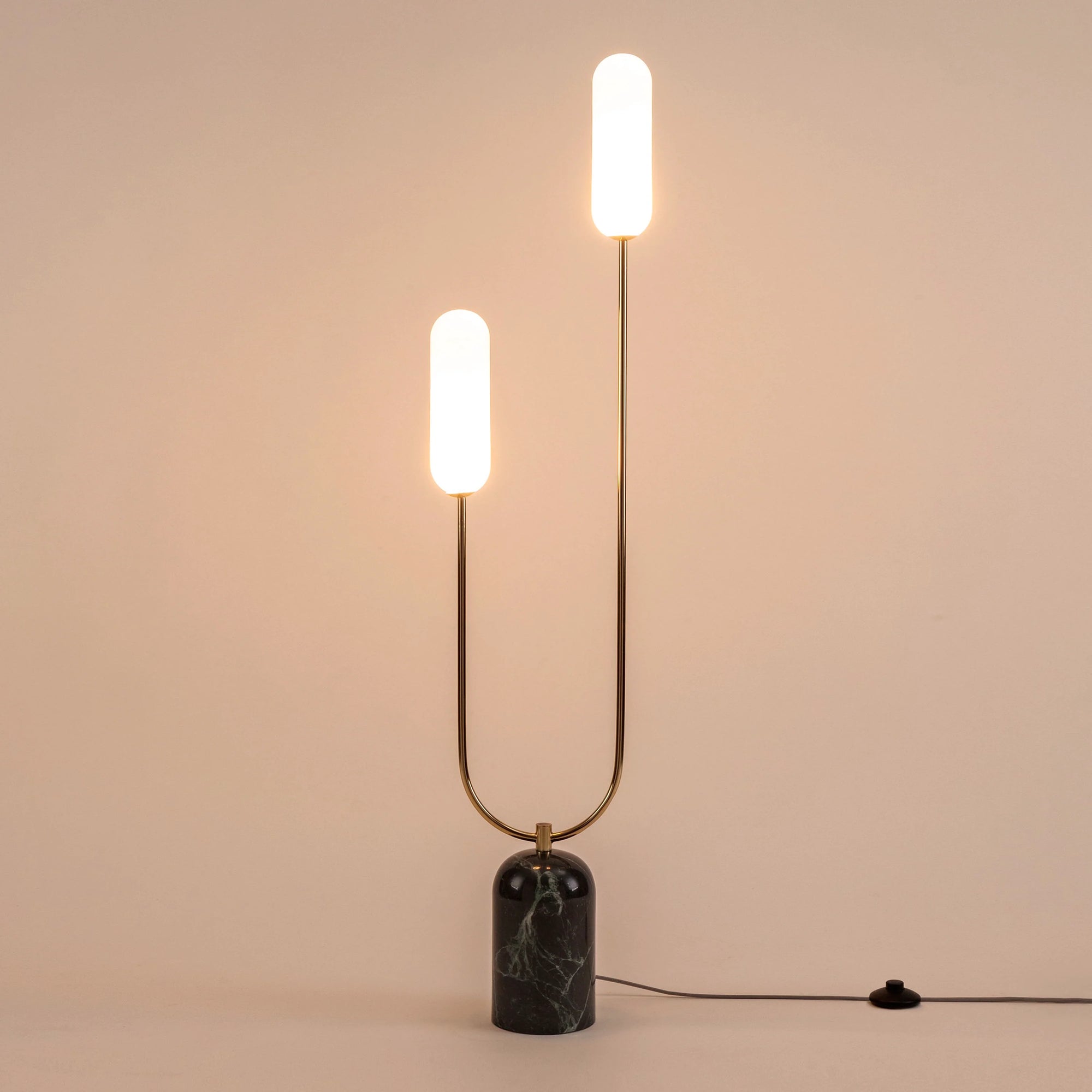 Olive green marble curve floor lamp