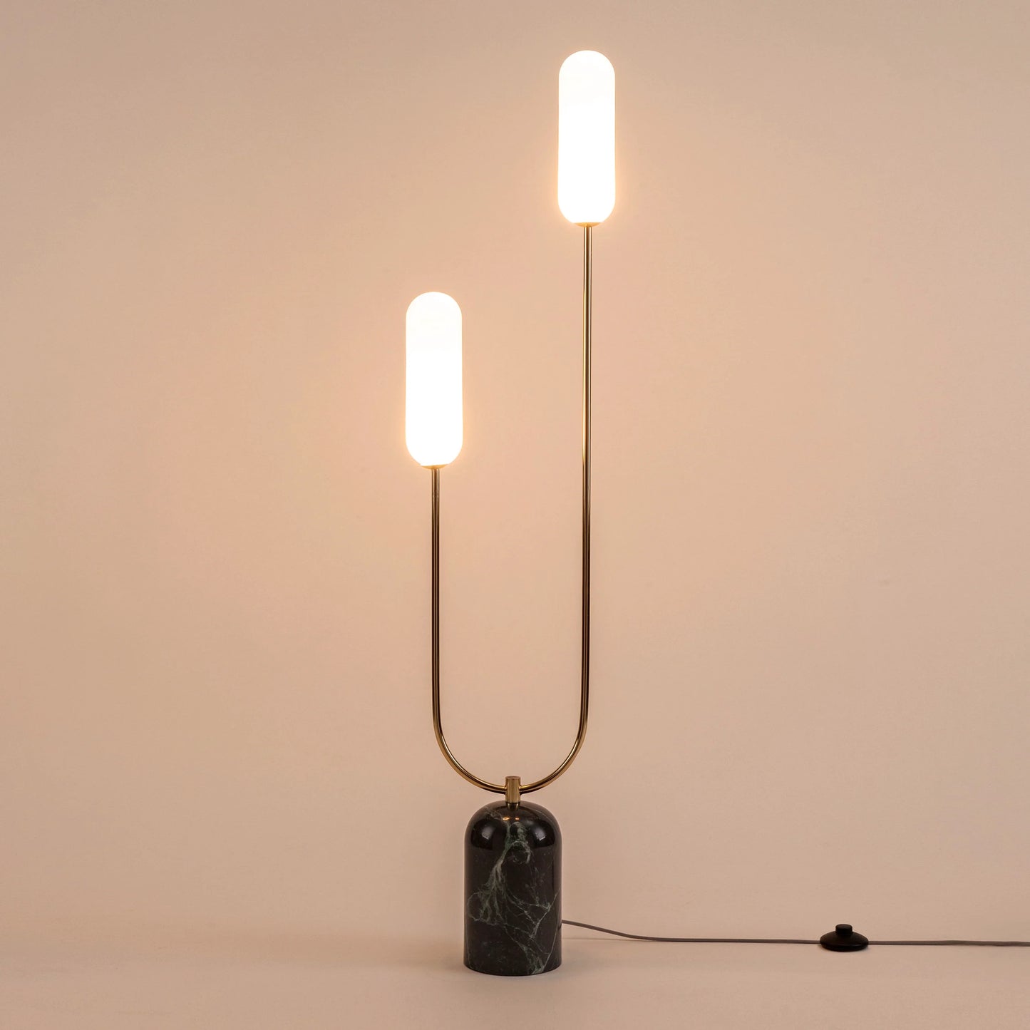 Olive green marble curve floor lamp