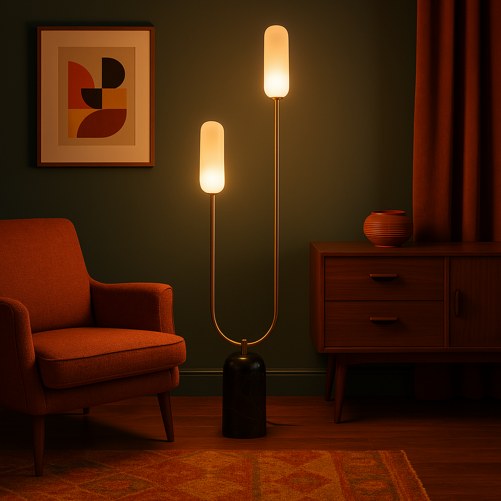 Olive green marble curve floor lamp