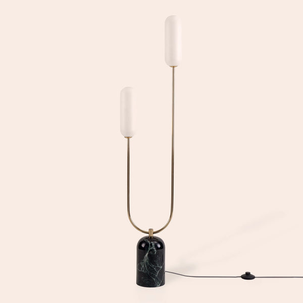 Olive Green Marble Curve Floor Lamp