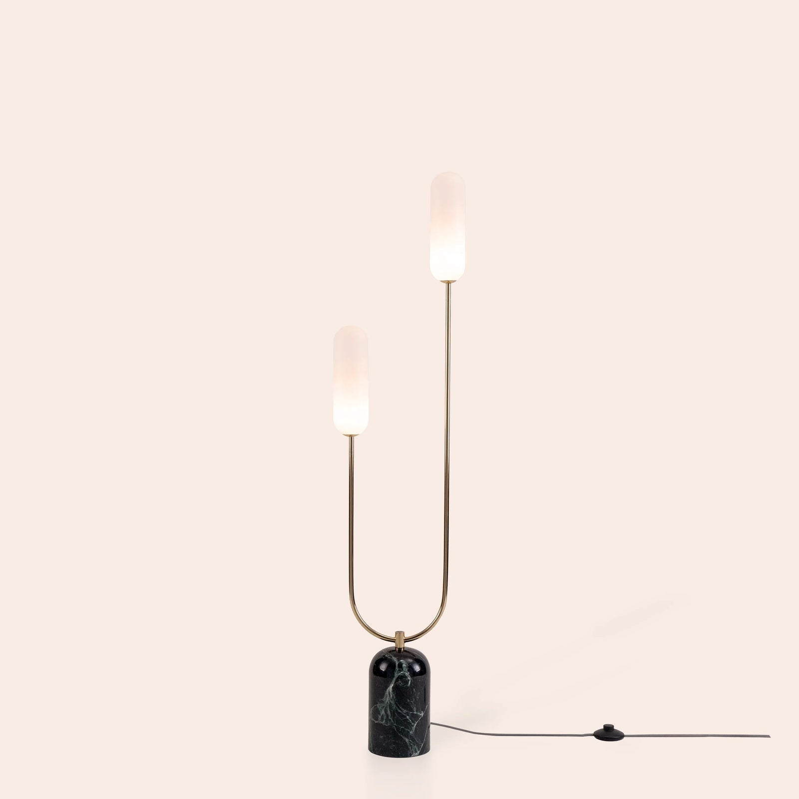 Olive green marble curve floor lamp