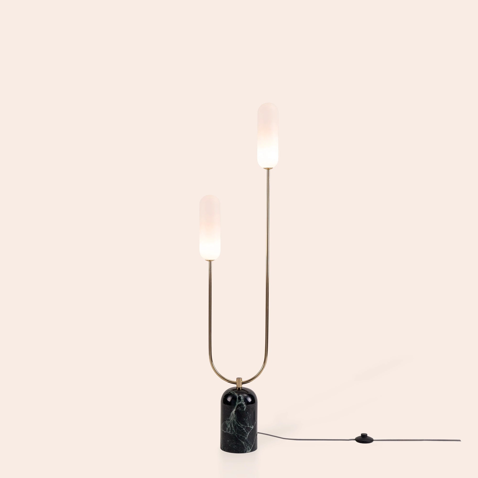 Olive green marble curve floor lamp